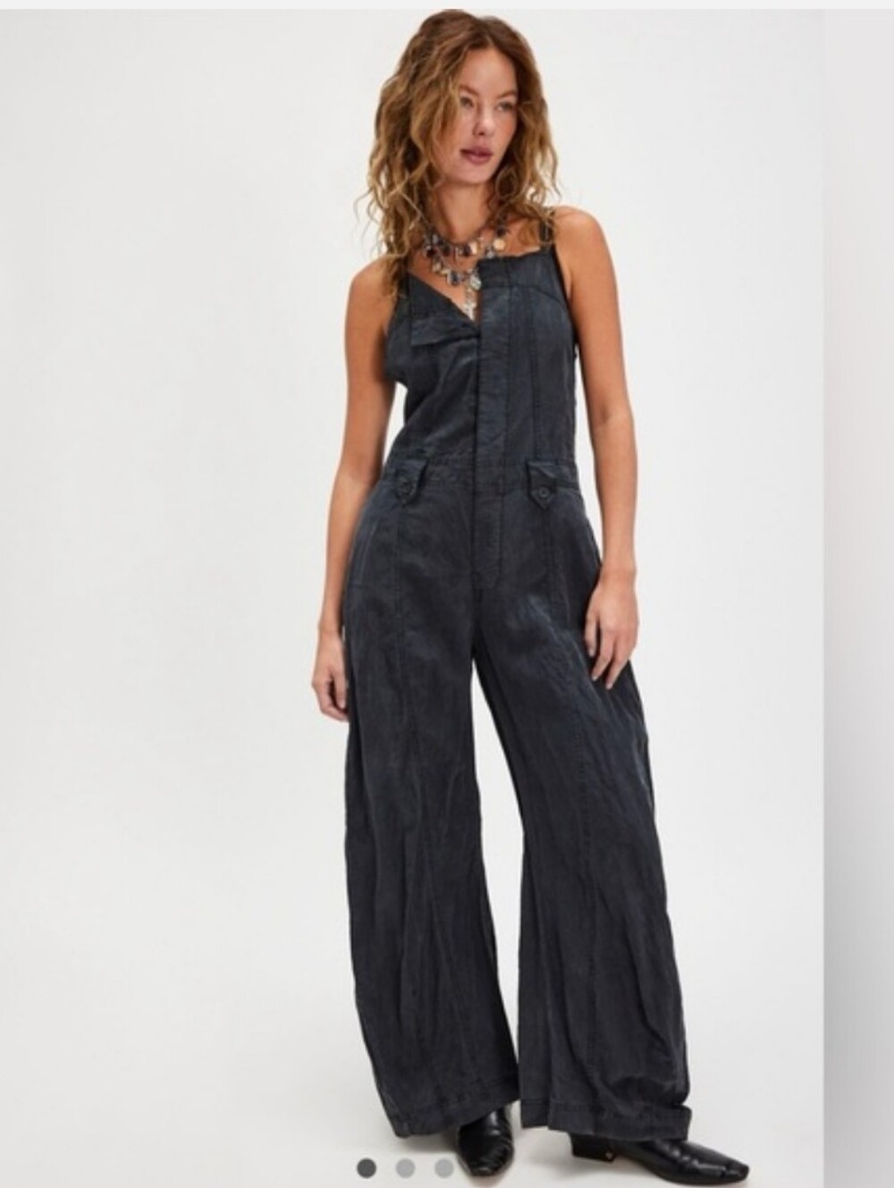 Free People Sylvia Barred One Piece Washed Black
